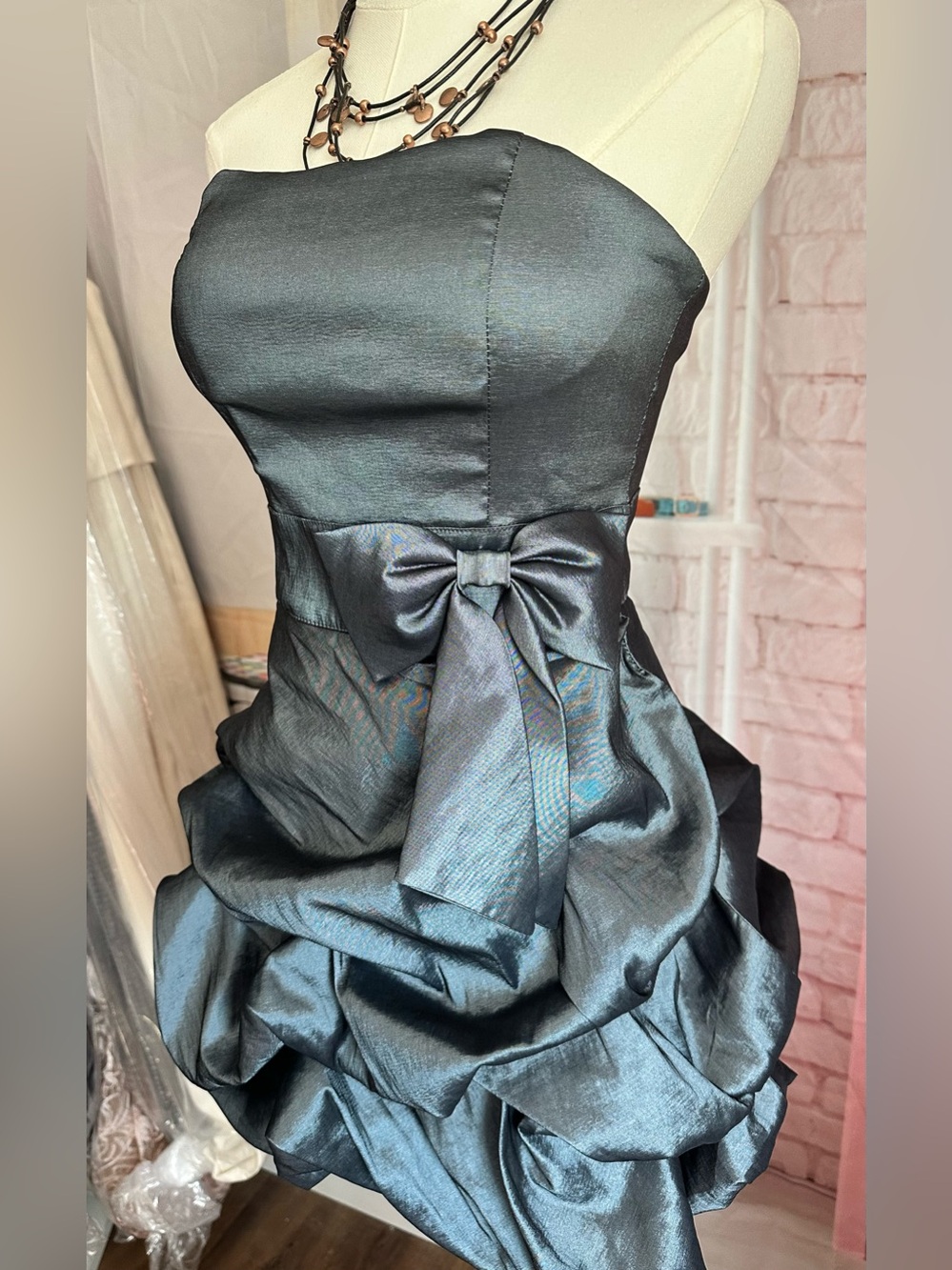 Vintage Y2K Masquerade Strapless Bubble Hem Prom Dress - Picture 6 of 11